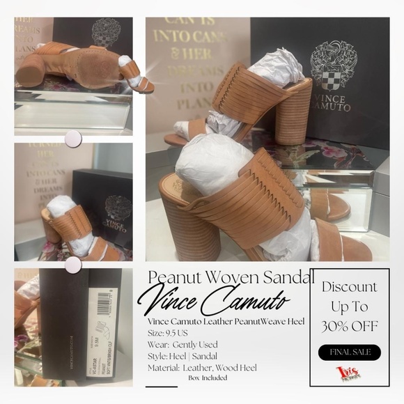 PEANUT LEATHER WOVEN SLINGBACK I VINCE CAMUTO - Picture 1 of 9